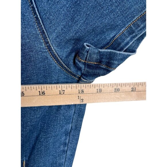 Girlish flare denim zip up jumpsuit high waist 90s Y2K sz L - Picture 5 of 10